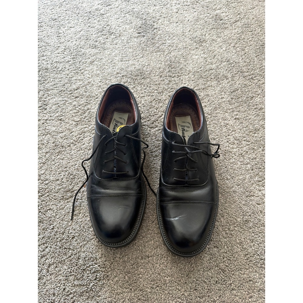 Bata Mens Black Leather Cap Toe Oxford Dress Shoes Styled in Italy Size 9‎